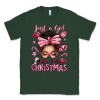 Sports Green just a girl who loves pink christmas messy bun Classic Tee - texasbilliewilder