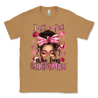 Toasted Coconut just a girl who loves pink christmas messy bun Classic Tee - texasbilliewilder