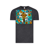 Vintage Black sunflower cross cowhide gemstones Vintage Tee - RanaPortraitStore
