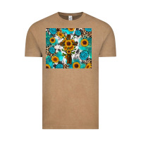 Vintage Coffee sunflower cross cowhide gemstones Vintage Tee - RanaPortraitStore
