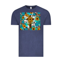 Vintage Denim sunflower cross cowhide gemstones Vintage Tee - RanaPortraitStore