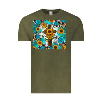 Vintage Olive sunflower cross cowhide gemstones Vintage Tee - RanaPortraitStore