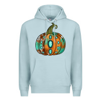 Blue Mist Western cowhide turquoise pumpkin Premium Hoodie - NancyCooperArtShop
