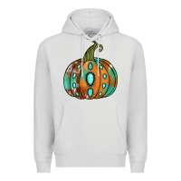 Dove Grey Western cowhide turquoise pumpkin Premium Hoodie - NancyCooperArtShop