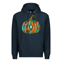 Navy Western cowhide turquoise pumpkin Premium Hoodie - NancyCooperArtShop