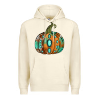Sandshell Western cowhide turquoise pumpkin Premium Hoodie - NancyCooperArtShop