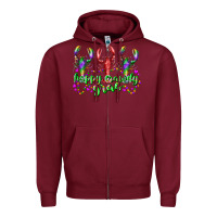 Burgundy happy crawdy gras Zipper Hoodie - RacoonDesign