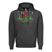 Charcoal Heather happy crawdy gras Zipper Hoodie - RacoonDesign