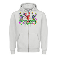 Dove Grey happy crawdy gras Zipper Hoodie - RacoonDesign