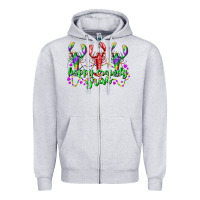 Heather Grey happy crawdy gras Zipper Hoodie - RacoonDesign