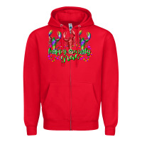 Red happy crawdy gras Zipper Hoodie - RacoonDesign
