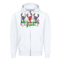 White happy crawdy gras Zipper Hoodie - RacoonDesign
