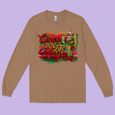 Cinco De Mayo Cactus Long Sleeve Tee Designed By Texasbilliewilder