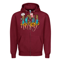 Burgundy icu nurse Zipper Hoodie - FaDigitalArtStudio