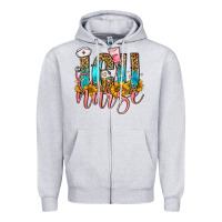 Heather Grey icu nurse Zipper Hoodie - FaDigitalArtStudio