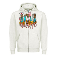 Oatmeal Heather icu nurse Zipper Hoodie - FaDigitalArtStudio