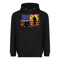 Black american flag soldier sunset Heavyweight Hoodie - JahusDesignShop