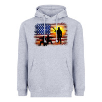 Heather Grey american flag soldier sunset Heavyweight Hoodie - JahusDesignShop