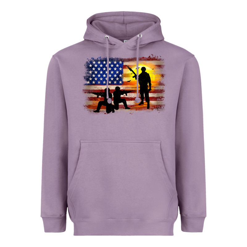 American Flag Soldier Sunset Heavyweight Hoodie by JahusDesignShop | Teevron