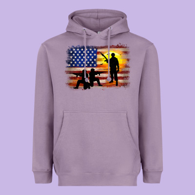 American Flag Soldier Sunset Heavyweight Hoodie Designed By Jahusdesignshop