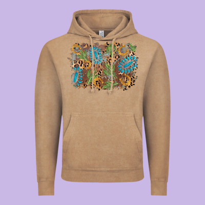 Horseshoe Leopard Gemstone Cactus Background Vintage Hoodie Designed By Adodesignshop