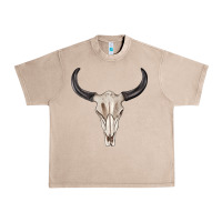 French Oak western bull skull tbw Urban Heavy Tee - texasbilliewilder