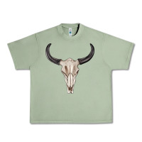 Oil Green western bull skull tbw Urban Heavy Tee - texasbilliewilder