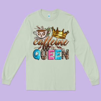 Caffeine Queen Long Sleeve Tee Designed By Zillion Design Studio