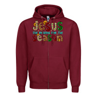 Burgundy jesus the reason for the season Zipper Hoodie - FaDigitalArtStudio