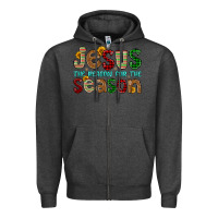 Charcoal Heather jesus the reason for the season Zipper Hoodie - FaDigitalArtStudio