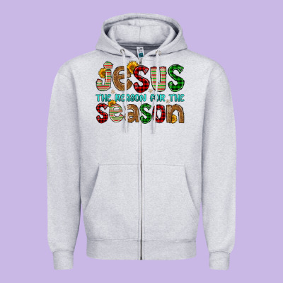 Jesus The Reason For The Season Zipper Hoodie Designed By Fadigitalartstudio