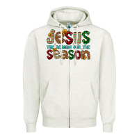 Oatmeal Heather jesus the reason for the season Zipper Hoodie - FaDigitalArtStudio