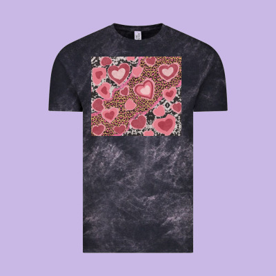 Vintage Tee valentines day hearts with leopard and cowhide