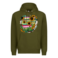 Army Green Arkansas Map Sunflower Cactus Serape Premium Hoodie - RanaPortraitStore