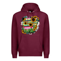 Burgundy Arkansas Map Sunflower Cactus Serape Premium Hoodie - RanaPortraitStore