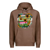 Chestnut Arkansas Map Sunflower Cactus Serape Premium Hoodie - RanaPortraitStore