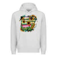 Dove Grey Arkansas Map Sunflower Cactus Serape Premium Hoodie - RanaPortraitStore