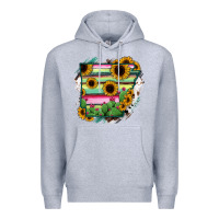 Heather Grey Arkansas Map Sunflower Cactus Serape Premium Hoodie - RanaPortraitStore