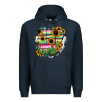 Navy Arkansas Map Sunflower Cactus Serape Premium Hoodie - RanaPortraitStore