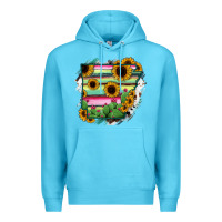 Ocean Blue Arkansas Map Sunflower Cactus Serape Premium Hoodie - RanaPortraitStore