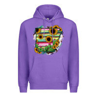 Purple Arkansas Map Sunflower Cactus Serape Premium Hoodie - RanaPortraitStore