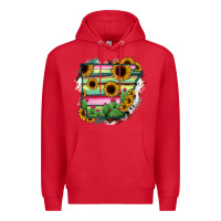 Red Arkansas Map Sunflower Cactus Serape Premium Hoodie - RanaPortraitStore
