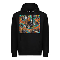 Black Thanksgiving Turkey sunflower turquoise Premium Hoodie - NancyCooperArtShop