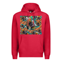 Cardinal Thanksgiving Turkey sunflower turquoise Premium Hoodie - NancyCooperArtShop