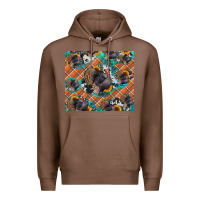 Chestnut Thanksgiving Turkey sunflower turquoise Premium Hoodie - NancyCooperArtShop