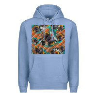 Colony Blue Thanksgiving Turkey sunflower turquoise Premium Hoodie - NancyCooperArtShop