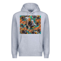 Heather Grey Thanksgiving Turkey sunflower turquoise Premium Hoodie - NancyCooperArtShop