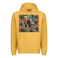 Mustard Thanksgiving Turkey sunflower turquoise Premium Hoodie - NancyCooperArtShop