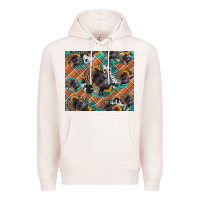 Pale Pink Thanksgiving Turkey sunflower turquoise Premium Hoodie - NancyCooperArtShop