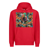 Red Thanksgiving Turkey sunflower turquoise Premium Hoodie - NancyCooperArtShop